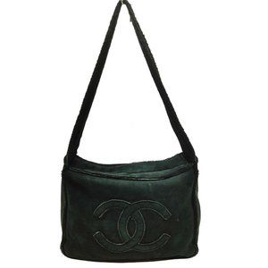 Auth Chanel Shoulder Bag Black Suede #43394C38